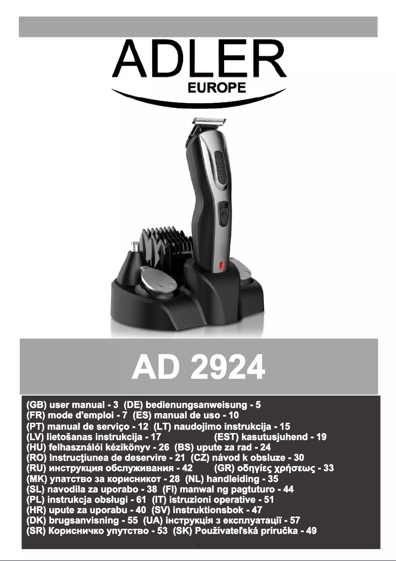 Page 1 of the manual User Manual Adler AD 2924