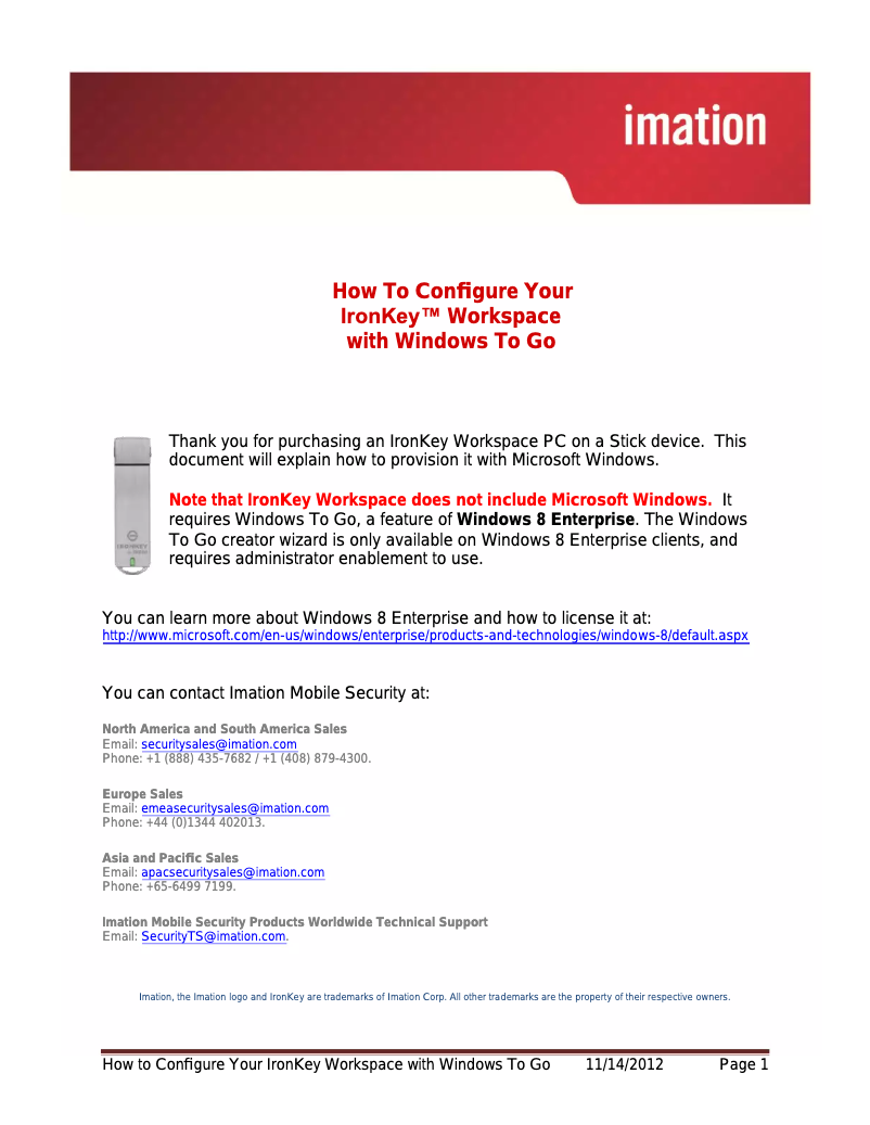 Page 1 of the manual User Manual Ironkey Workspace W300