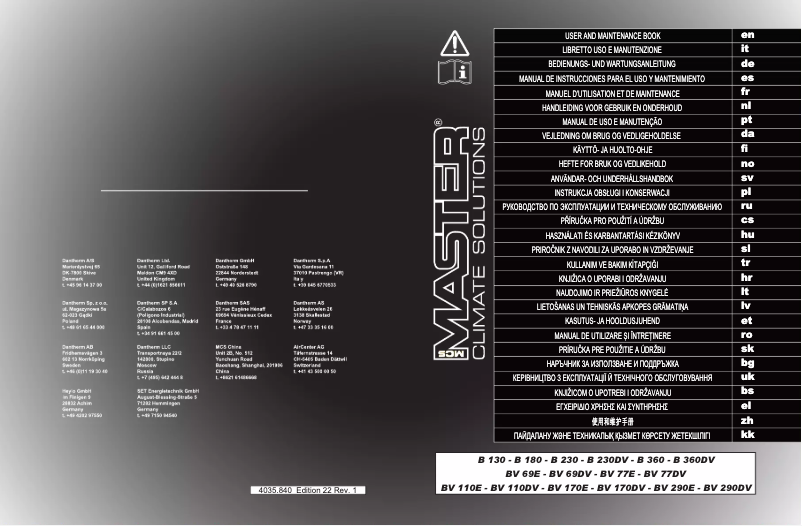 Page 1 of the manual User Manual Master BV 290