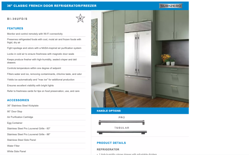 First page image of the manual for BI-36UFD/S/TH