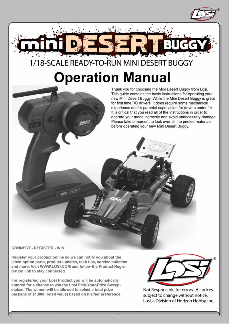 First page image of the manual for 1/18 Mini Desert Buggy RTR