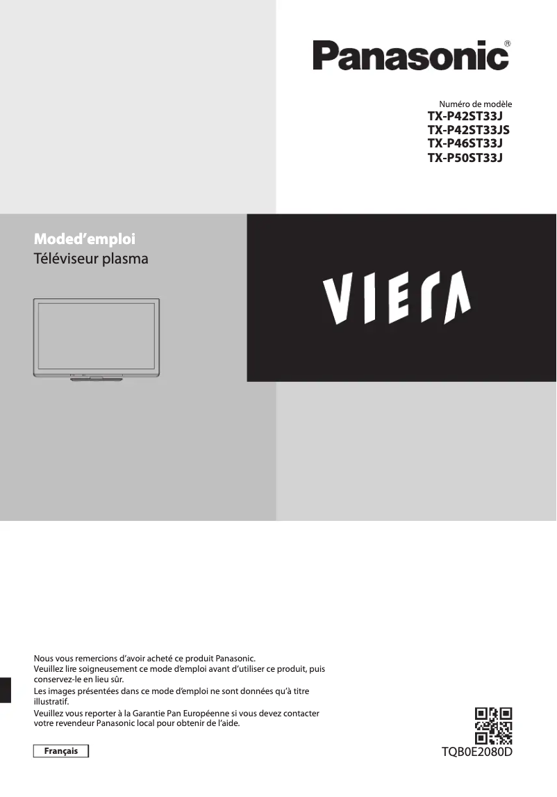 Page 1 of the manual User Manual Panasonic Viera TX-P42ST33J