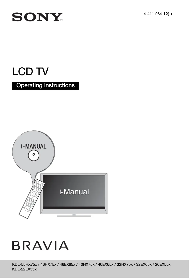 Page 1 of the manual User Manual Sony Bravia KDL-46EX653