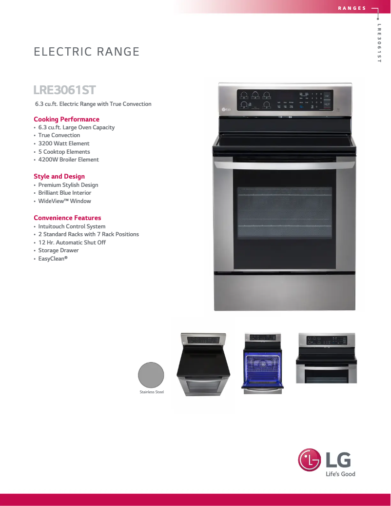 Page 1 of the manual Technical Sheet LG LRE3061ST