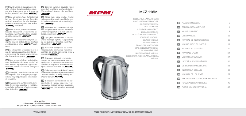 Page 1 of the manual User Manual MPM MCZ-118M