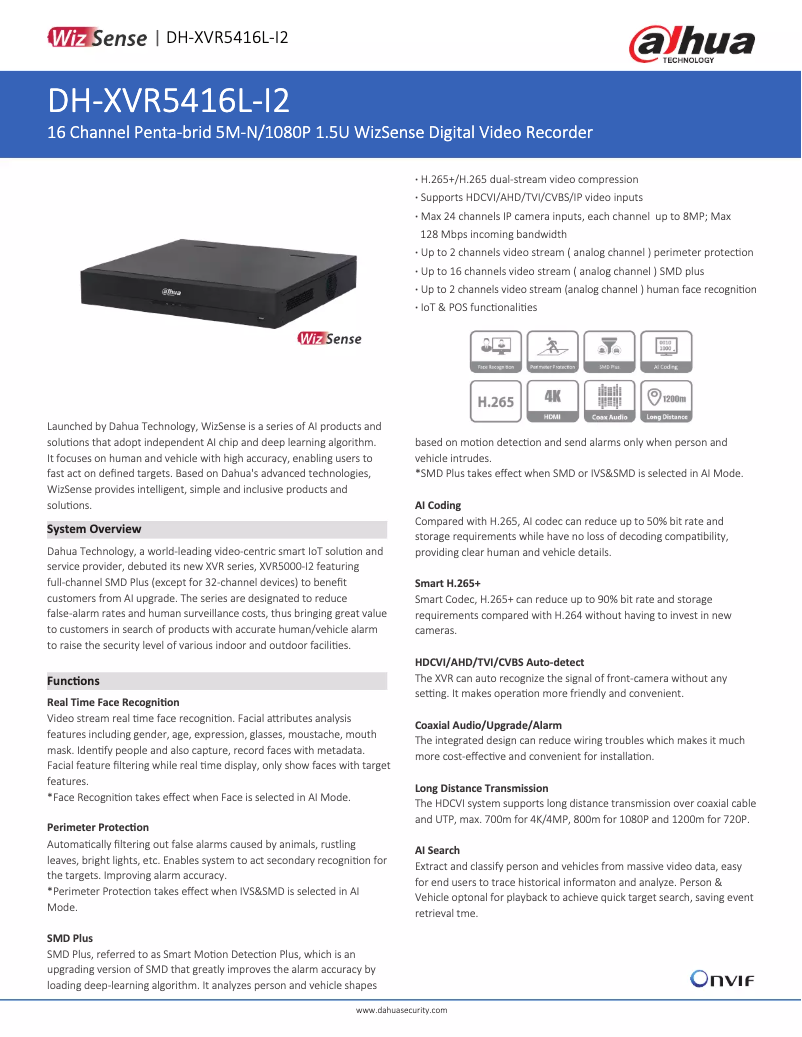 First page image of the manual for XVR5416L-I2
