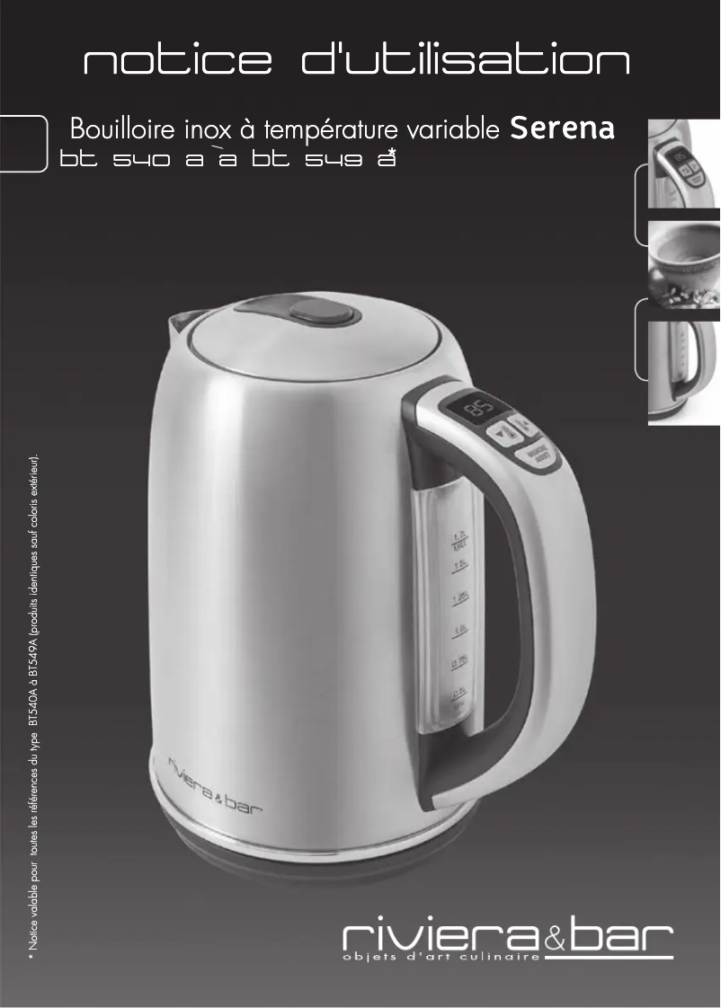 Page 1 of the manual User Manual Riviera & Bar Serena