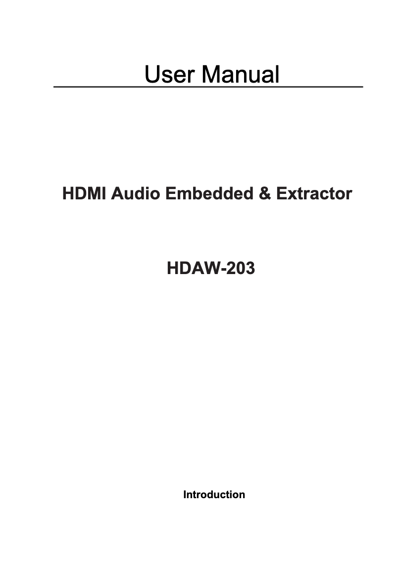 First page image of the manual for HDAW-203