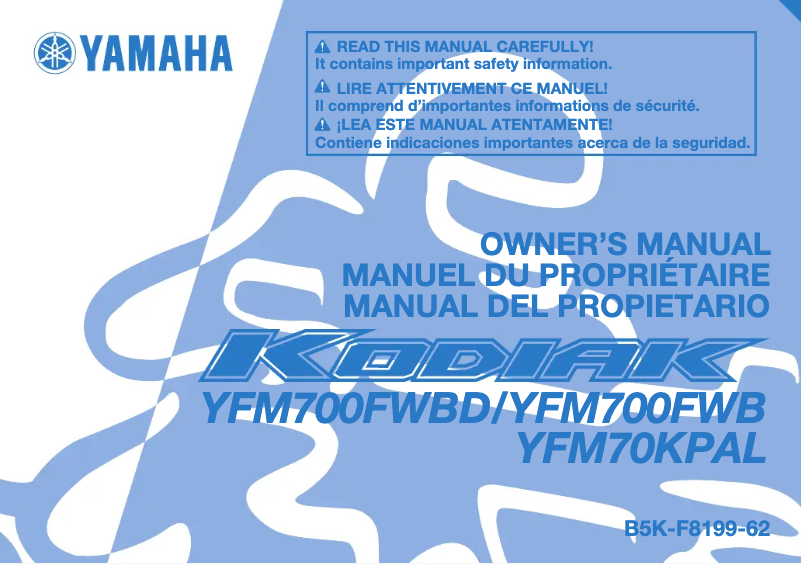 Page 1 of the manual User Manual Yamaha Kodiak 700 (2020)