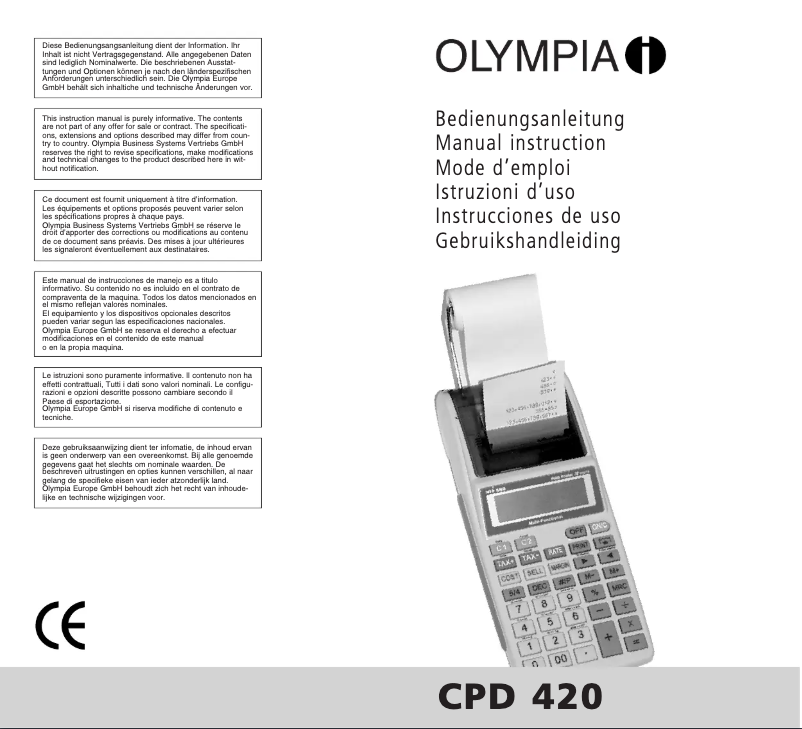 Page 1 of the manual User Manual Olympia CPD 420