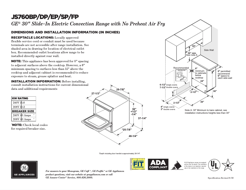 First page image of the manual for JS760DPBB