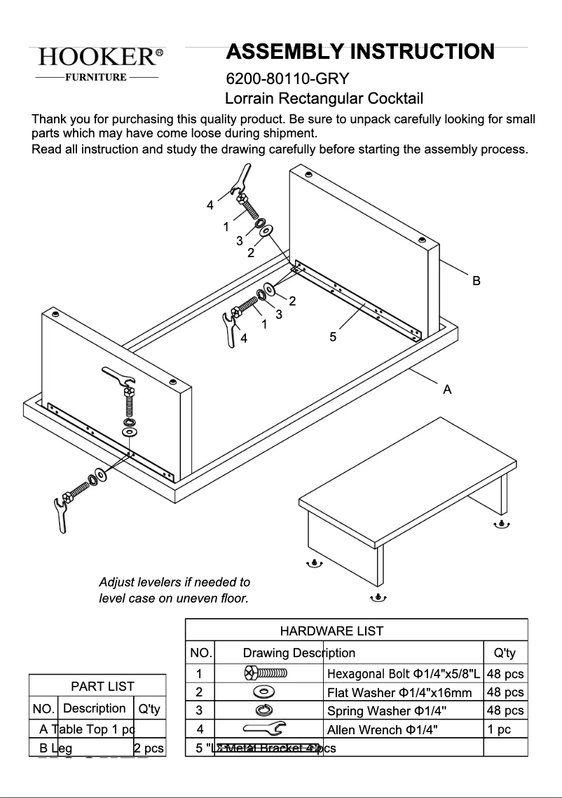 Page 1 of the manual User Manual Hooker 6200-80110-GRY
