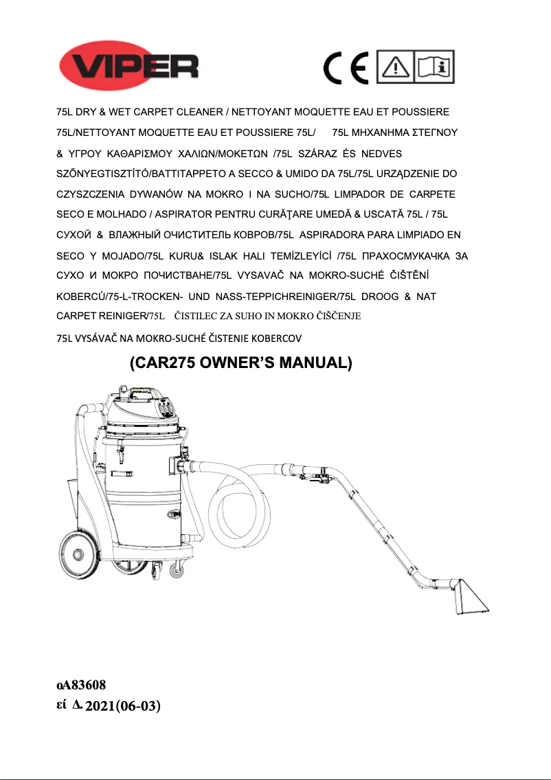 Page 1 of the manual User Manual Nilfisk Viper CAR275