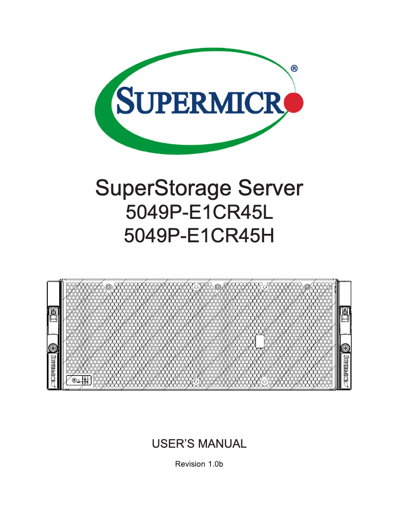 Page 1 of the manual User Manual Supermicro SuperStorage 5049P-E1CR45L