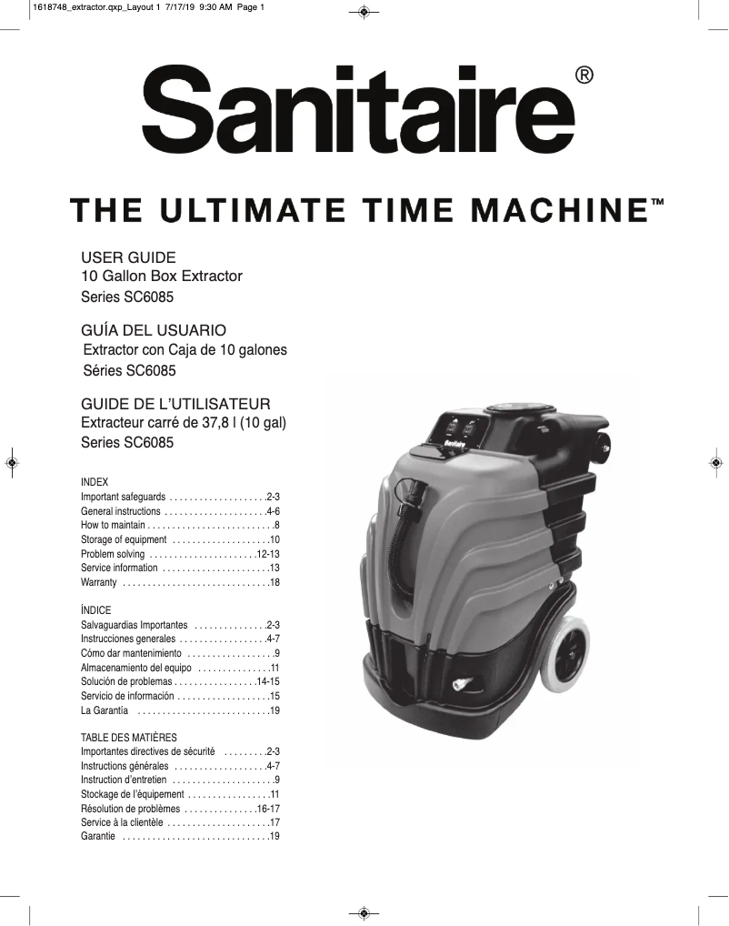 First page image of the manual for RESTORE SC6085B