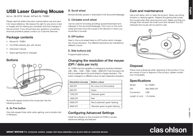 First page image of the manual for XL-750BH