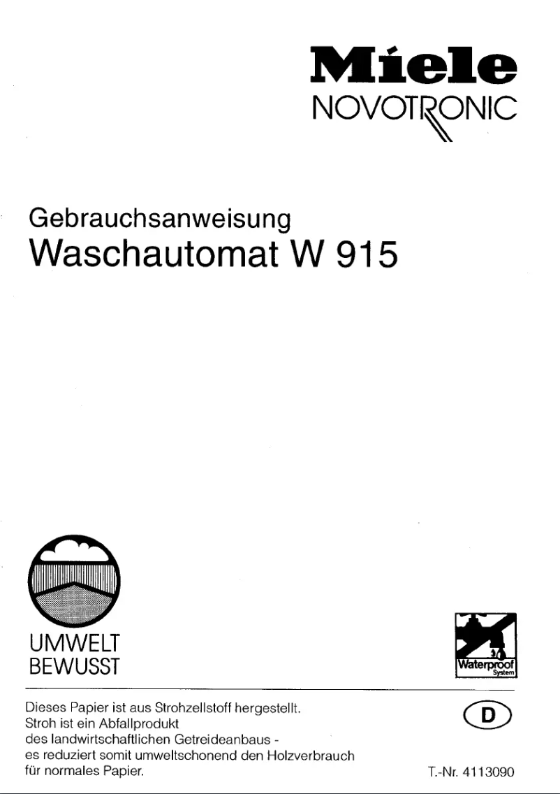 First page image of the manual for Novotronic W915