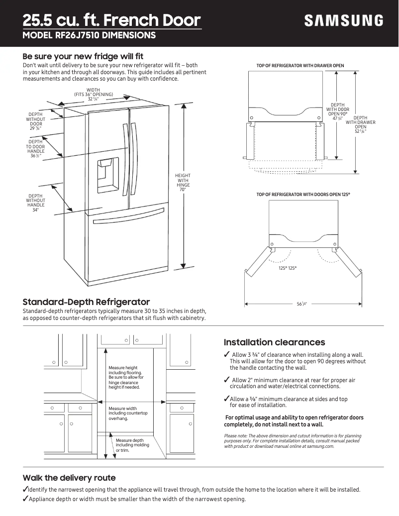 First page image of the manual for RF26J7510SR