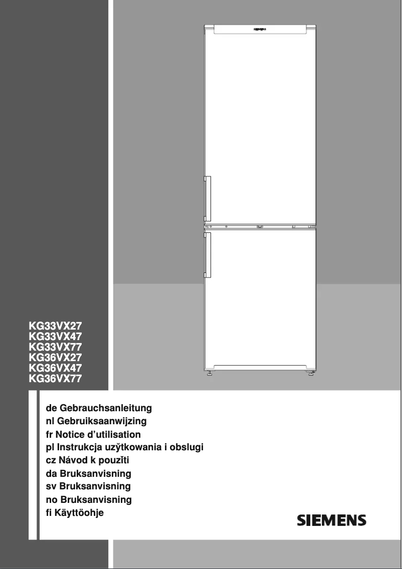 Page 1 of the manual User Manual Siemens KG33VX2747