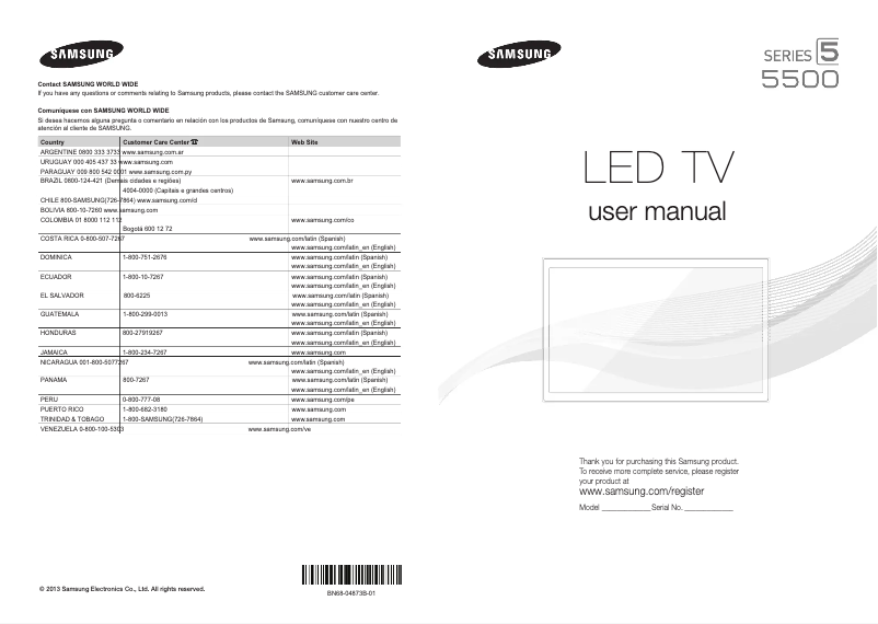 Page 1 of the manual User Manual Samsung UN46F5500AG