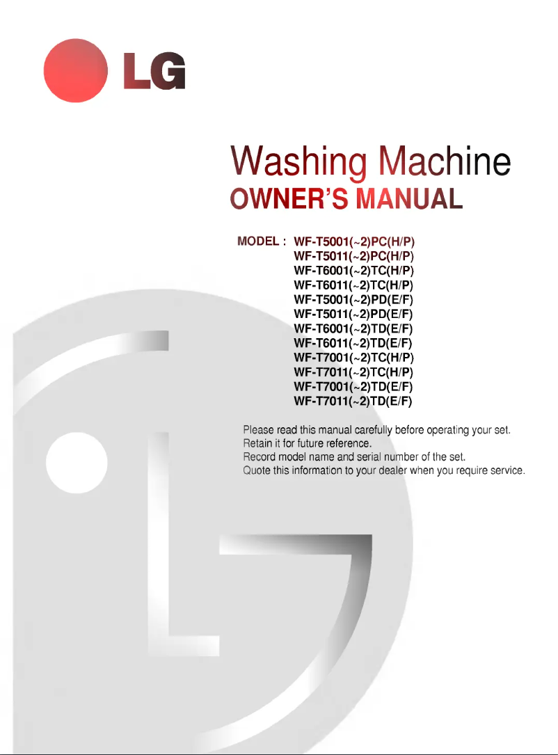 Page 1 of the manual User Manual LG WF-T6011TH