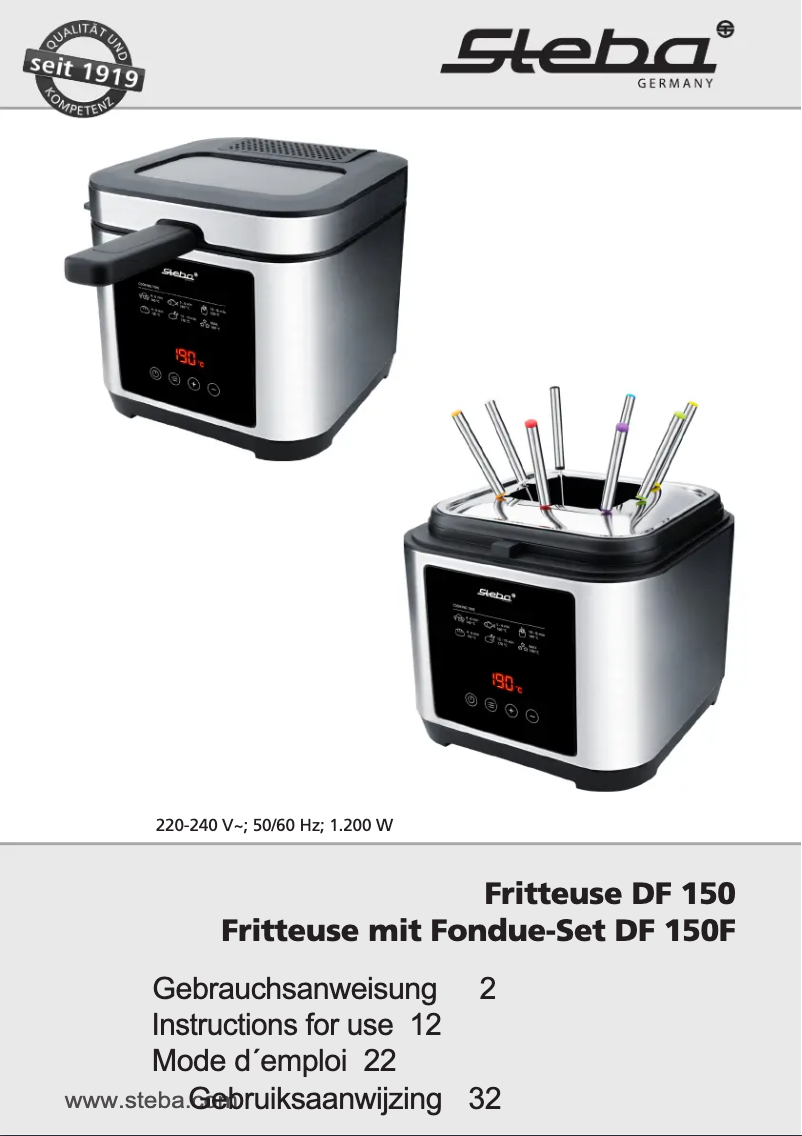 Page 1 of the manual User Manual Steba DF 150F