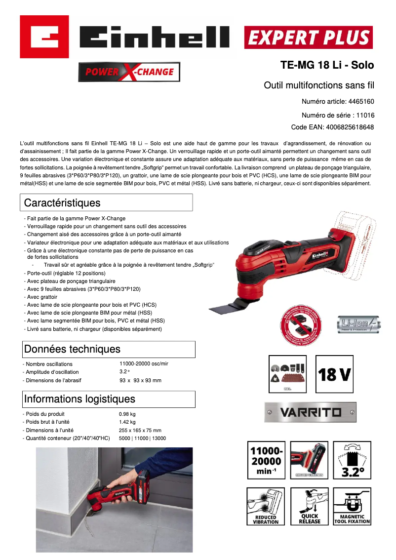 First page image of the manual for VARRITO