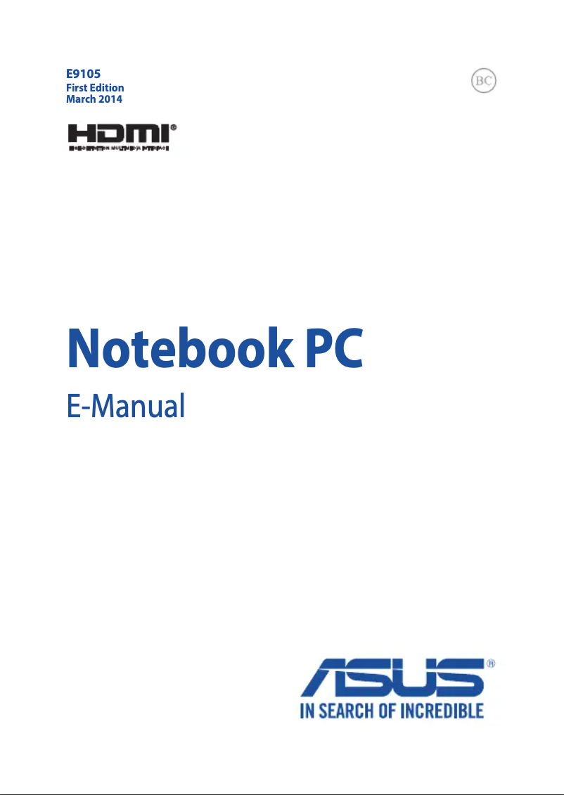 Page 1 of the manual User Manual Asus X555LD-XX087H