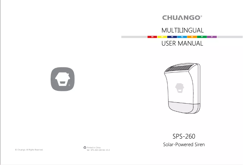 First page image of the manual for SPS-260