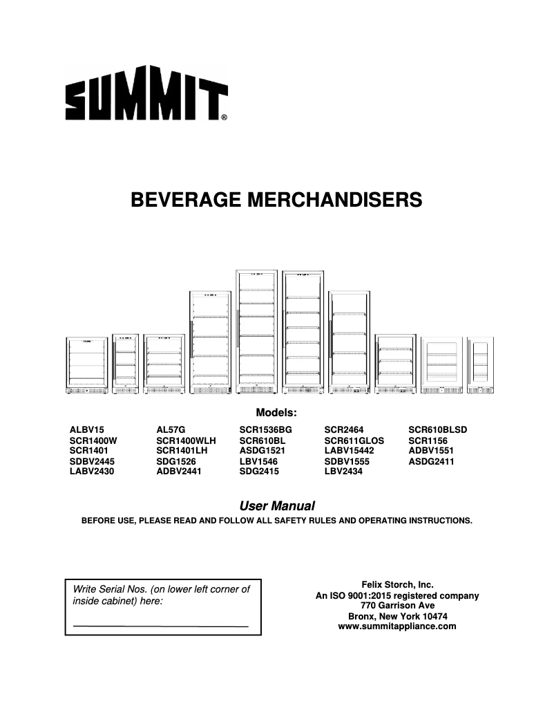 First page image of the manual for SCR610BLSD