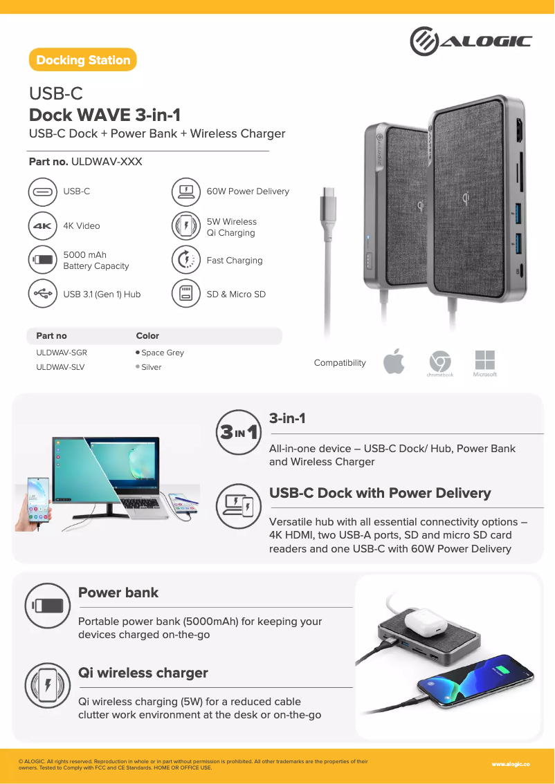 Page 1 of the manual User Manual Alogic USB-C Dock WAVE 3-in-1