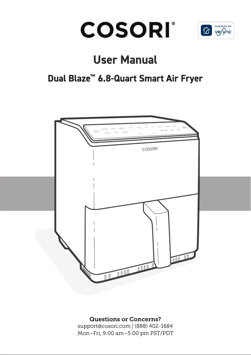 Page 1 of the manual User Manual Cosori Dual Blaze CAF-P583S-AEUR