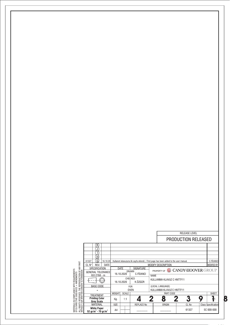 First page image of the manual for FCE615X/E