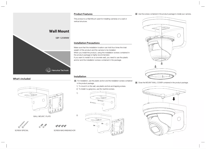 Page 1 of the manual User Manual Hanwha SBP-125WMW