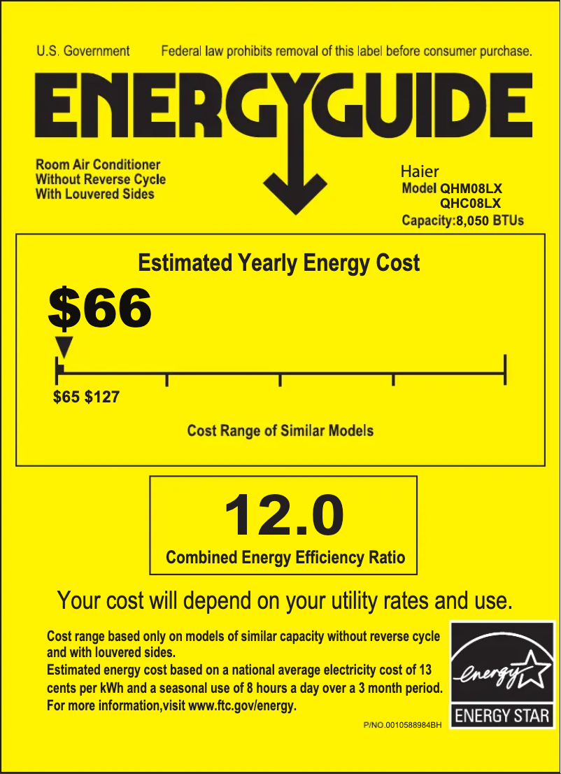 Page 1 of the manual Energy Label Haier QHM08LX