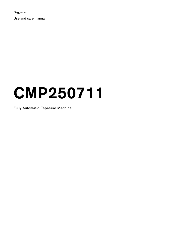 Page 1 of the manual Use and Maintenance Manual Gaggenau CMP250711