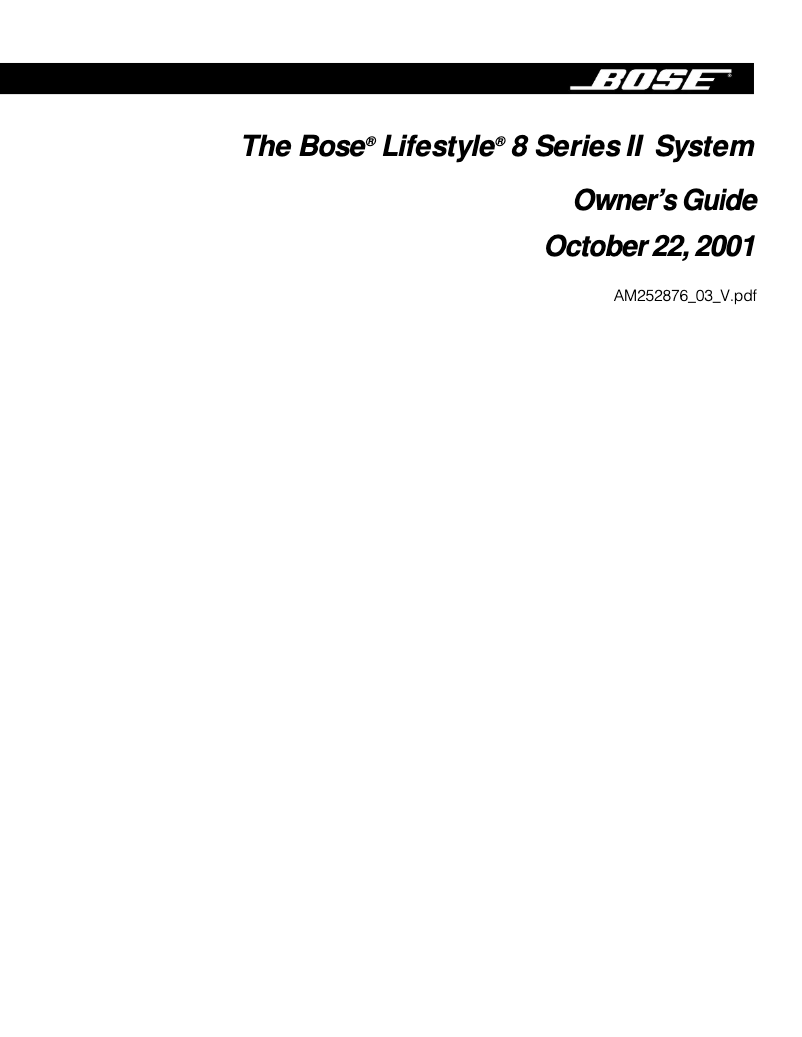 Page 1 of the manual User Manual Bose Lifestyle 8