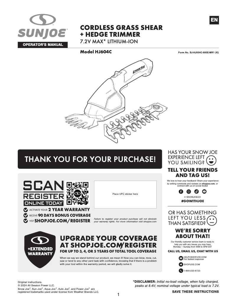 First page image of the manual for HJ604C