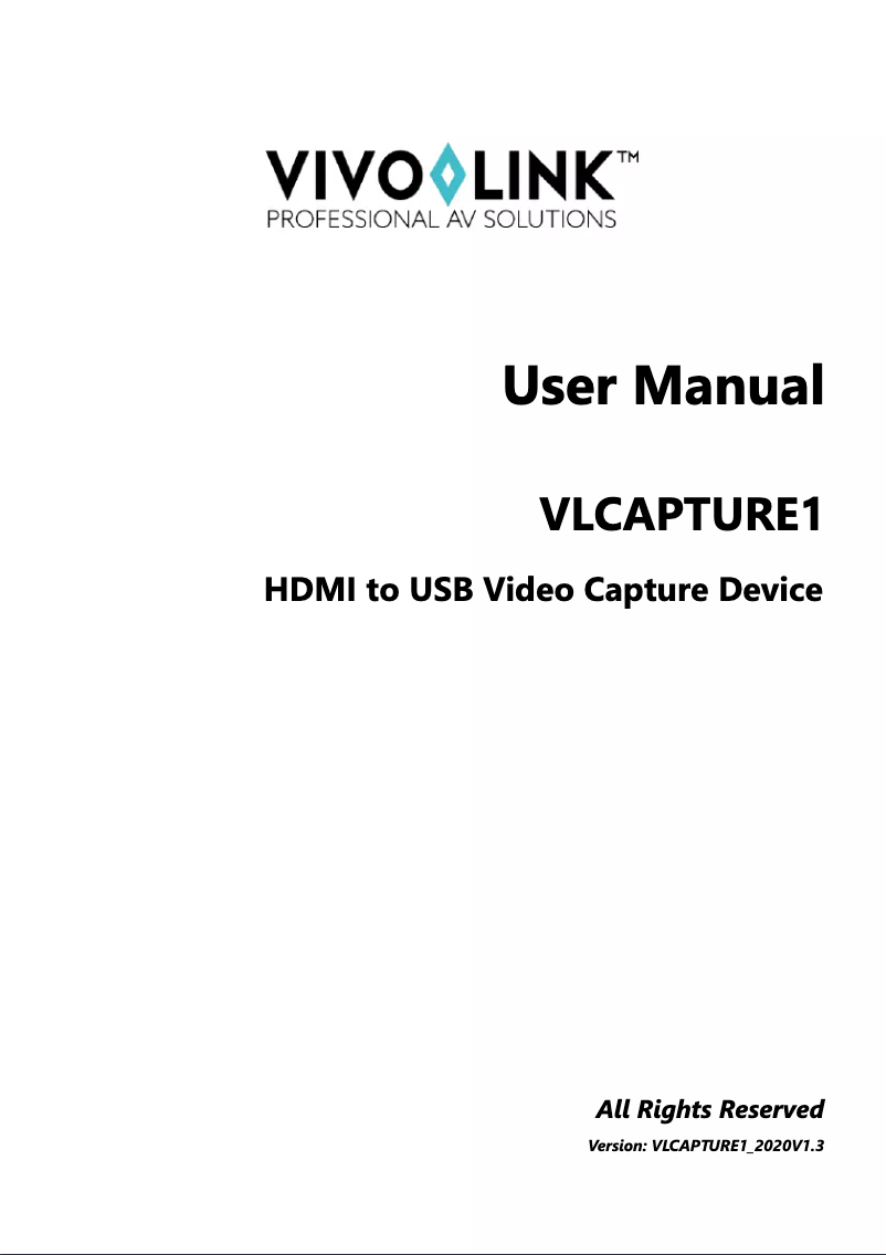 First page image of the manual for VLCAPTURE1