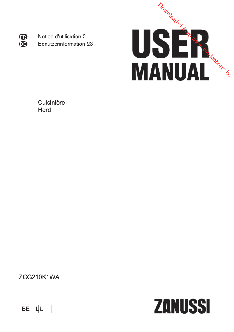 Page 1 of the manual User Manual Zanussi ZCG210K1WA