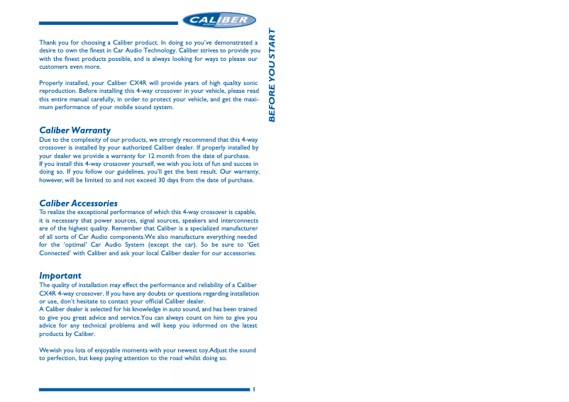 First page image of the manual for Crossover CX 4 R