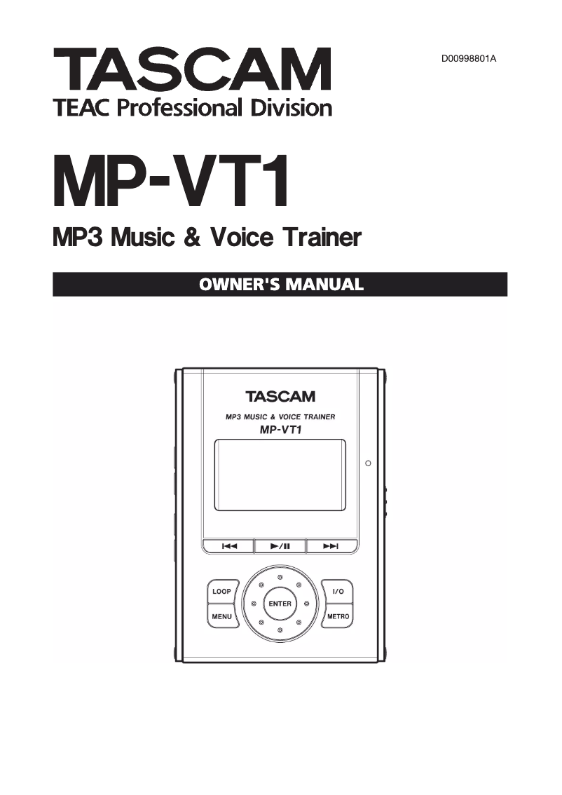 First page image of the manual for MP-VT1