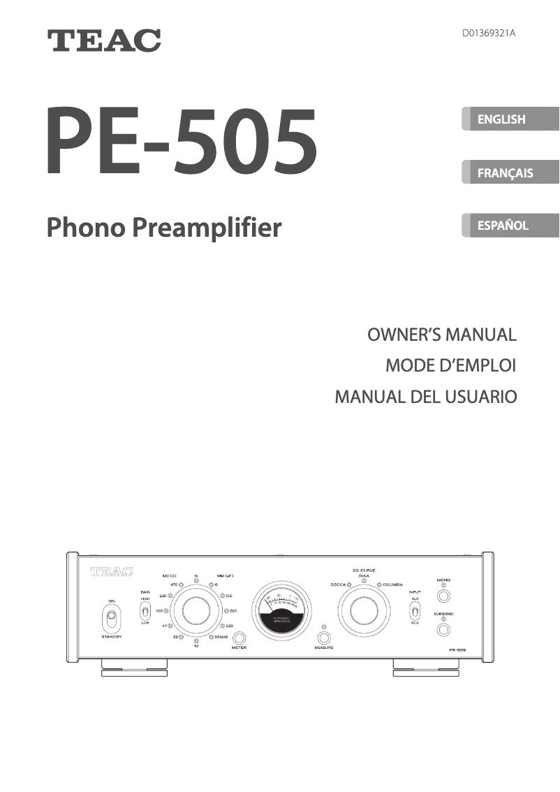 First page image of the manual for PE-505
