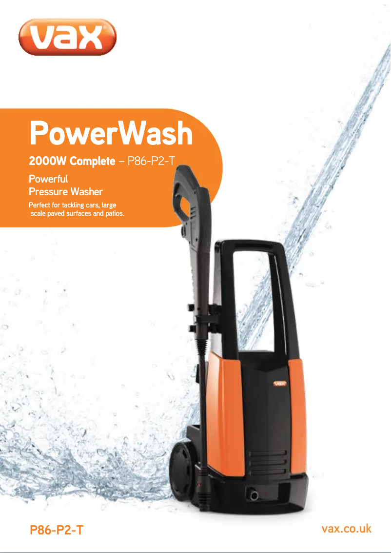 Page 1 of the manual User Manual Vax PowerWash VPW2