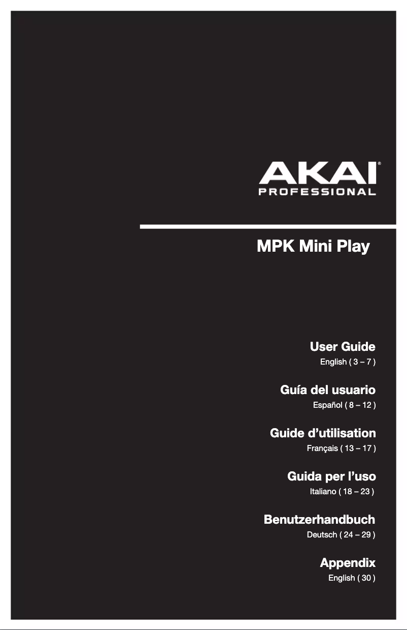 First page image of the manual for MPK mini
