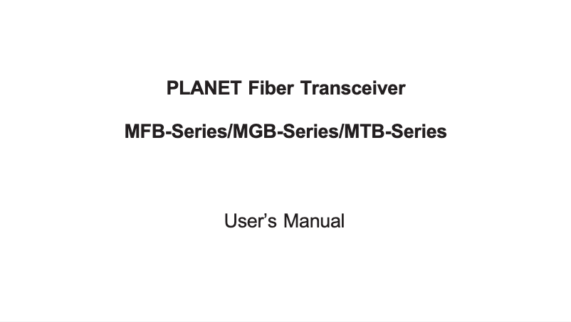 First page image of the manual for MTB-SR