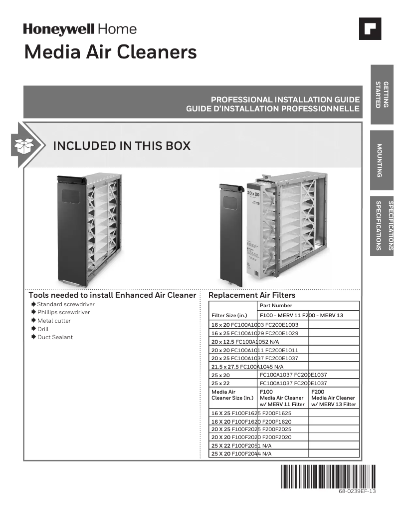 Page 1 of the manual User Manual Honeywell F200F1620/U