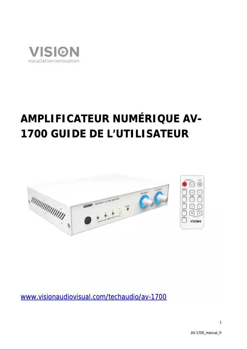 Image de la première page du manuel de l'appareil AV-1700+