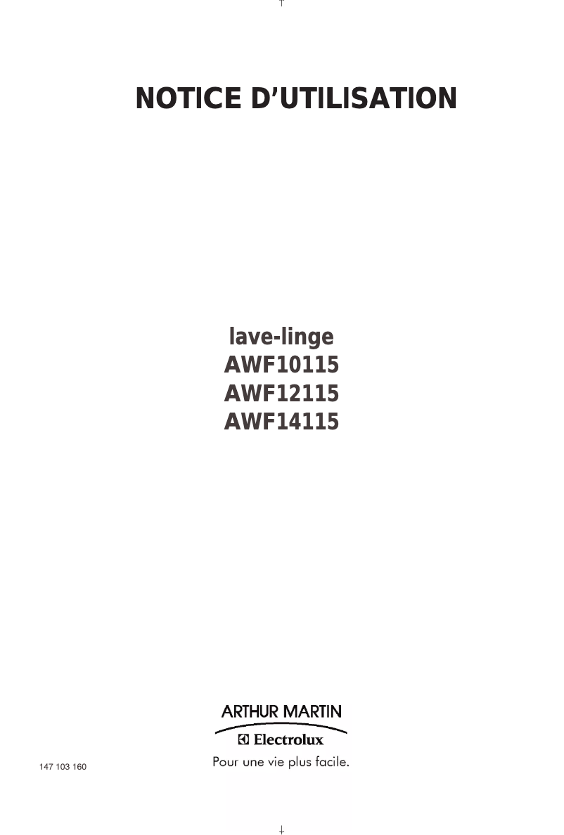 Page 1 of the manual User Manual Arthur Martin-Electrolux AWF 12115