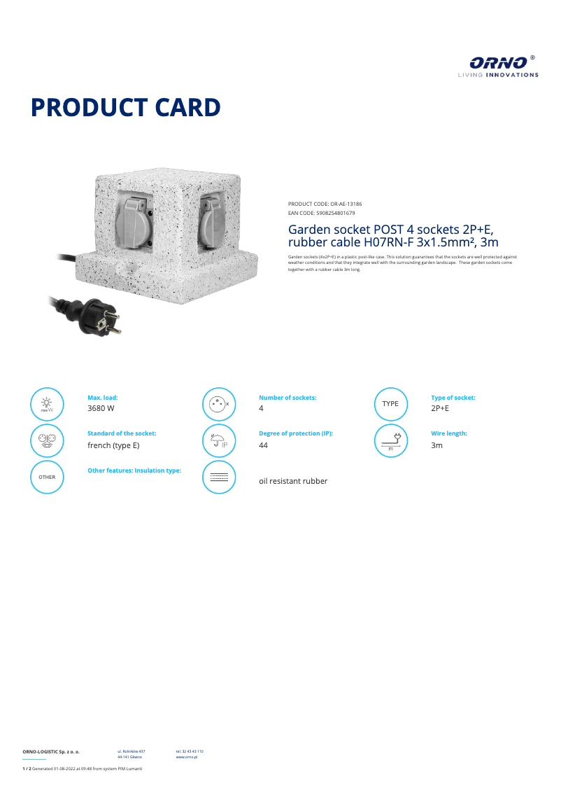 First page image of the manual for OR-AE-13186